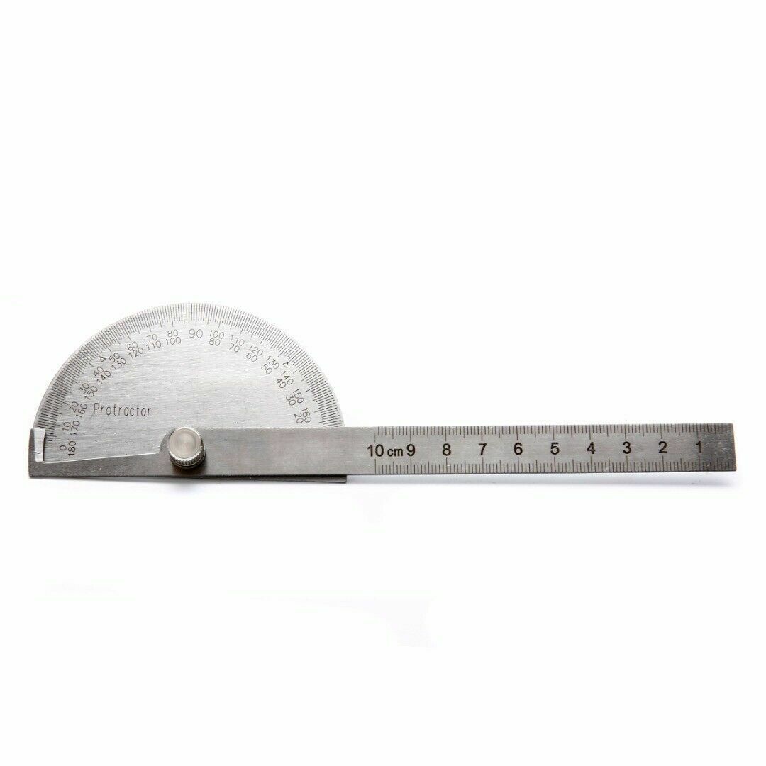 1pcs Stainles Steel 180° Protractor Angle Finder Arm Measuring 100mm Ruler Tool