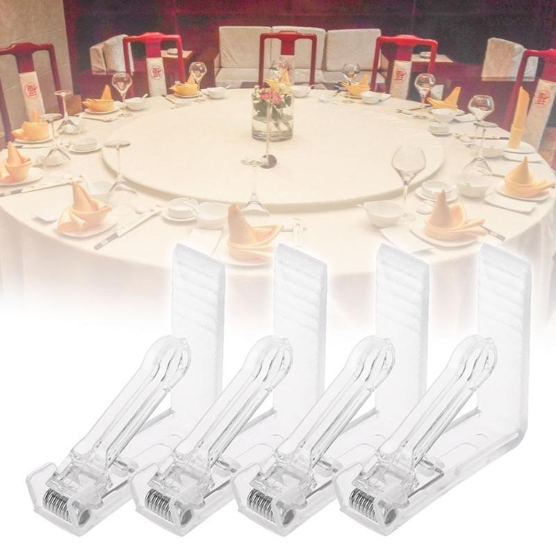 4Pcs Clear Plastic Table Cover Cloth Tablecloth Clip Clamp Holder Party Supplies
