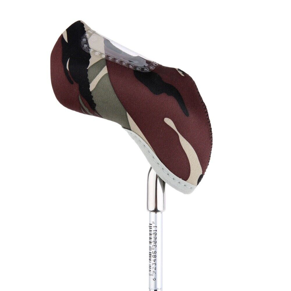 Golf Club Head Cover Transparent Window Iron Protective Headcover Camo 10Pcs/Set
