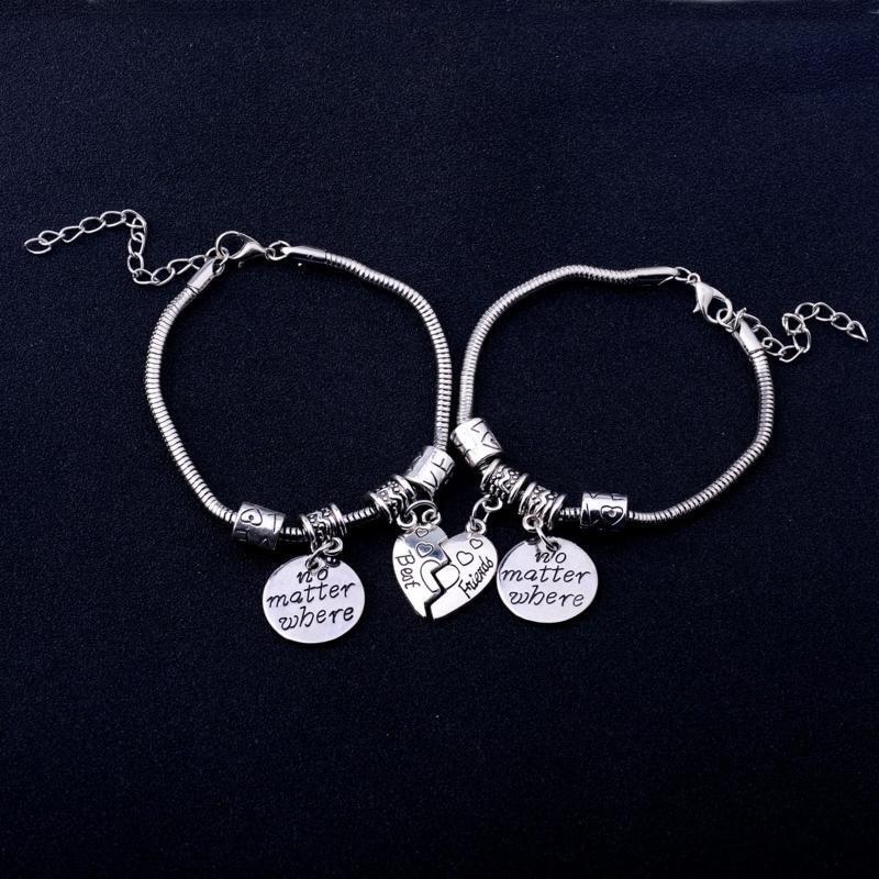 Love-shaped Best Friends Bracelets No Matter Where Bracelet Fashion Jewelry Gift