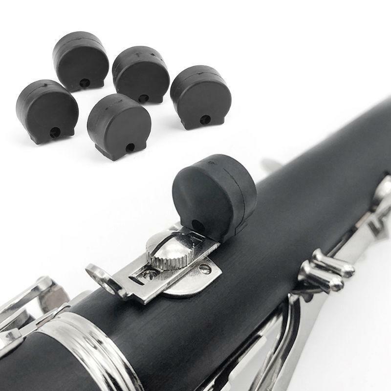 Black Rubber Clarinet Thumb Rest Cushion Guard Case, 5 Pcs/set