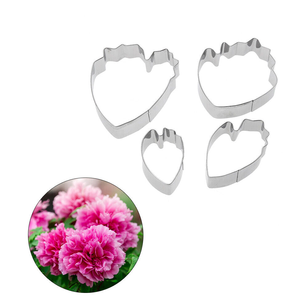 4pcs/set Peony Flower Petal Fondant Mold Cozinha Cookie Cutter Cake Tools