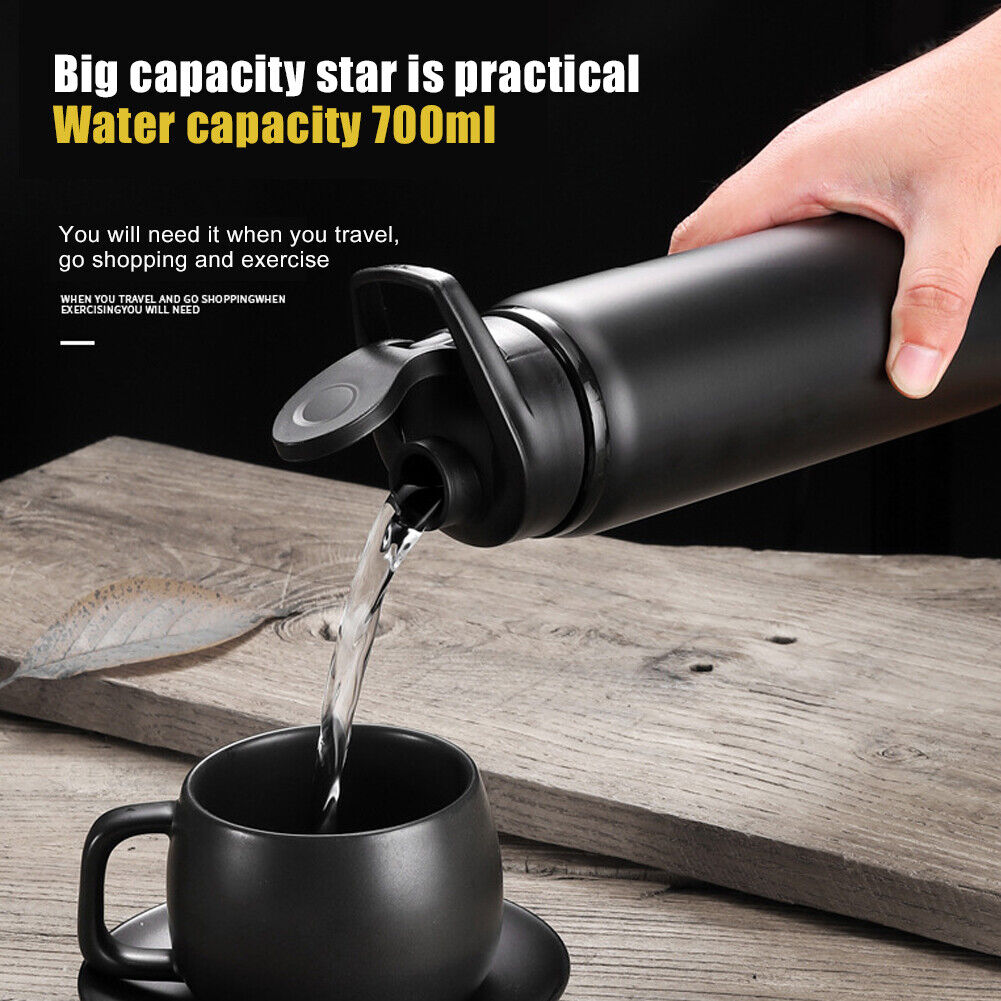 Stainless Steel Water Bottle Sports Travel Drinking Bottles Kettle Black