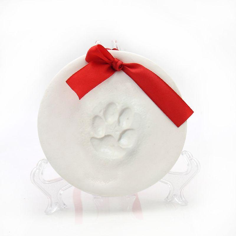 Air-Dries Soft Commemorative Paw Print Inkpad with Red Ribbon Christmas Ornament
