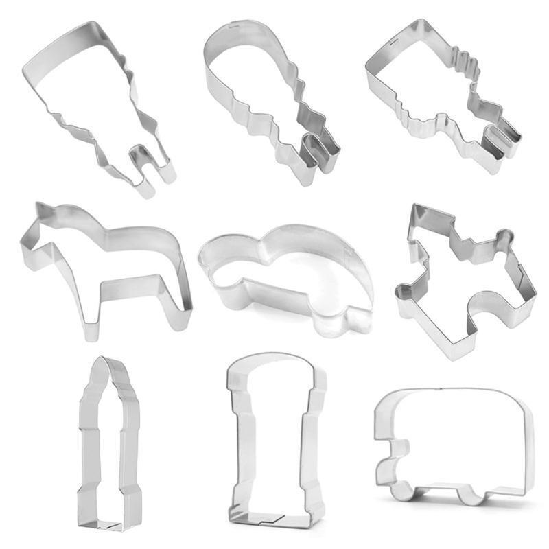 9pcs/set Beetle Car Bell Tower Cookie Cutter Stainless Steel Biscuit Baking Mold