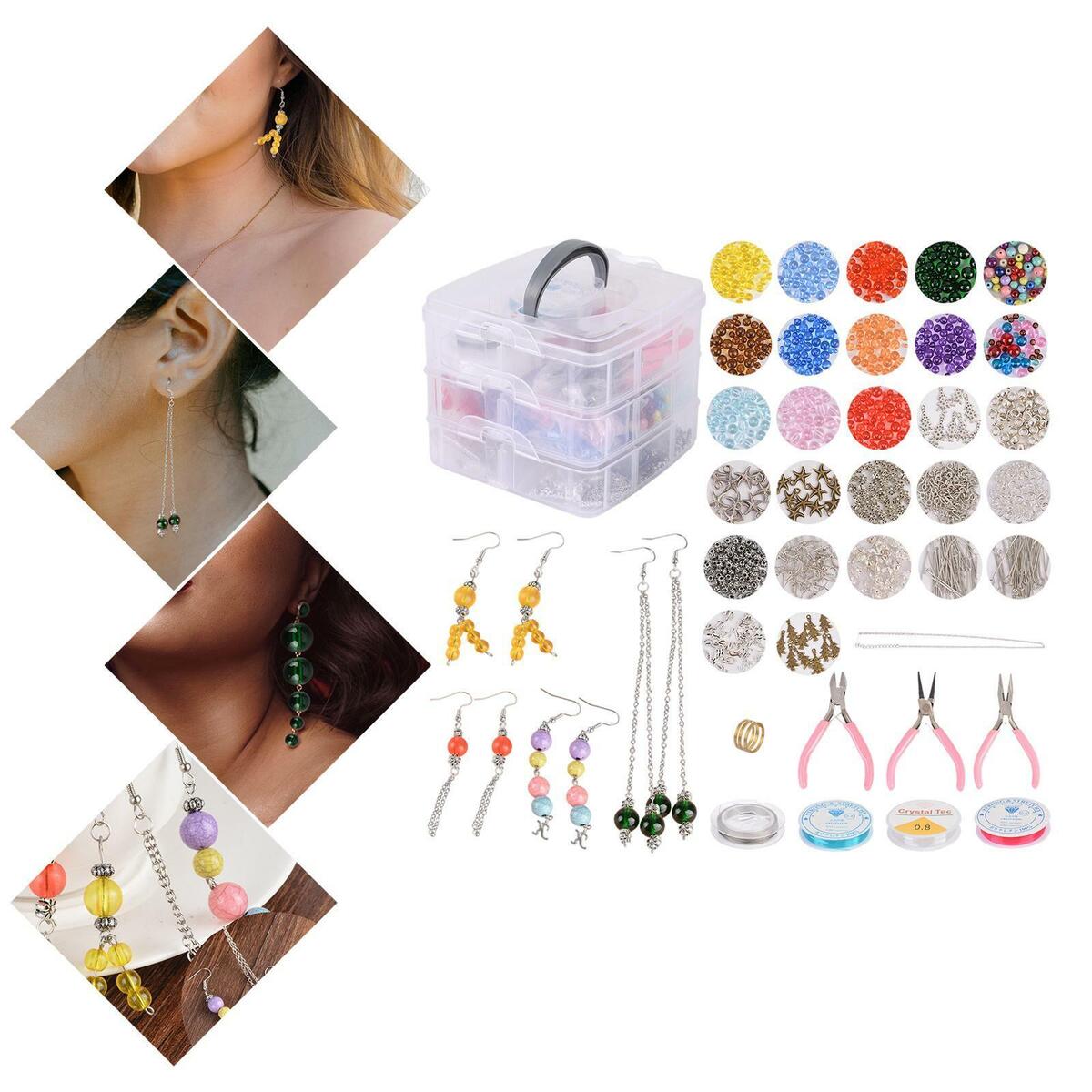 1506x Jewelry Making Supplies Kit Earrings DIY Bracelets Extension Chain