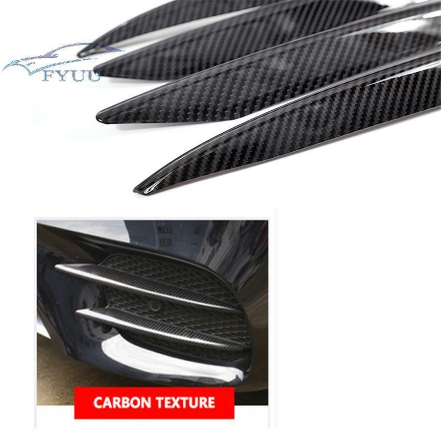 4PCS Carbon Fiber Style Front Fog Light Lamp Cover Trim Slat For Benz W213 16-20