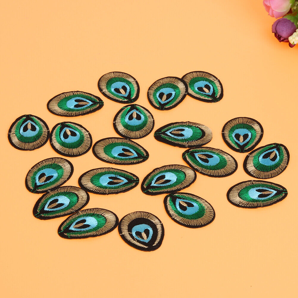 20pcs Peacock Eye Embroidered Cloth Iron On Patch Sew Motif Applique