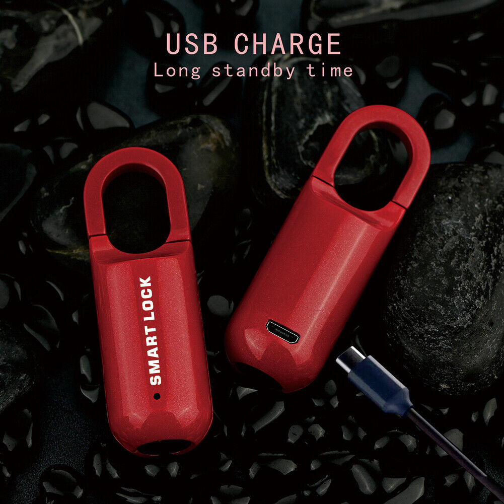 M01 Fingerprint Padlock USB Smart Keyless Travel Case Drawer Lock (Red)