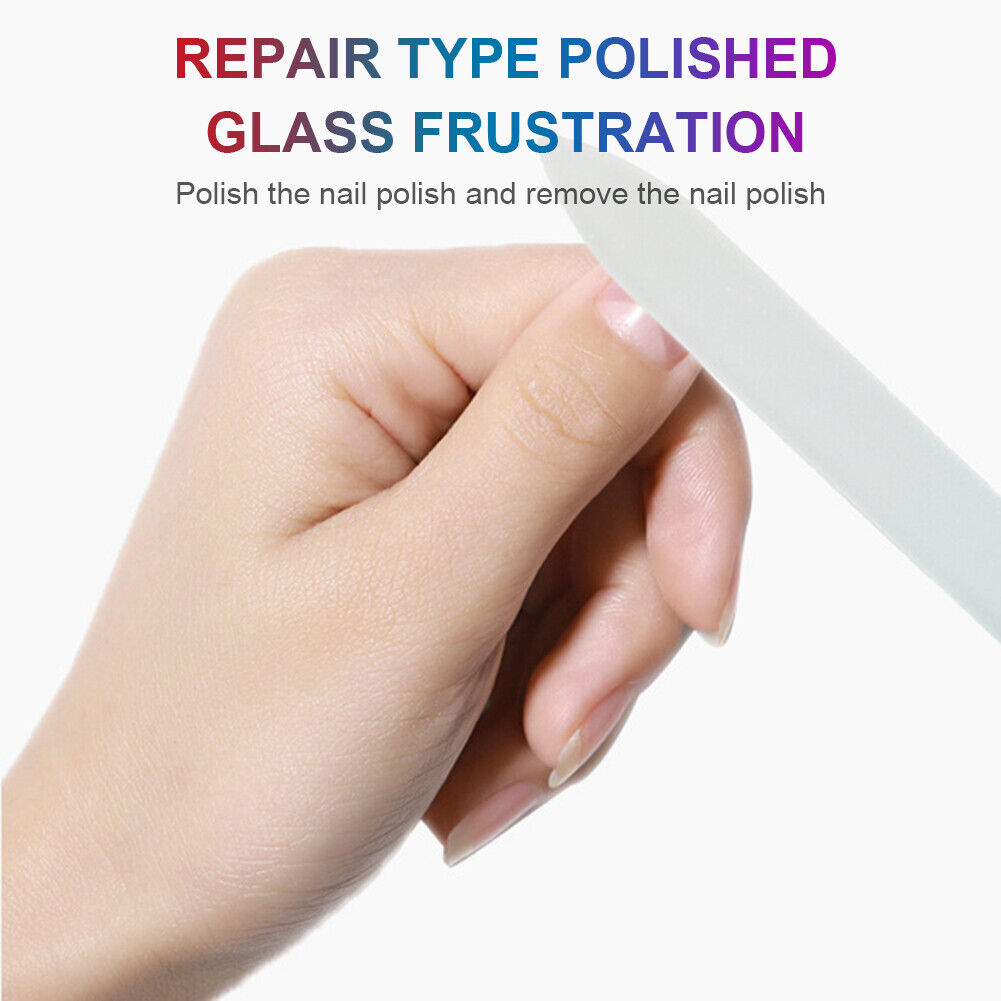 Glass Nail File Block Nail Polish Sanding Buffer Strips Polishing (White)