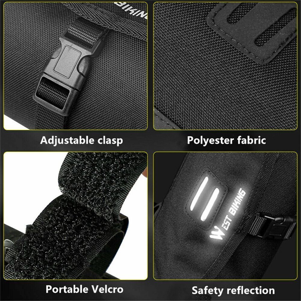 Reflective Bike Handlebar Pouch Storage Pouch Bicycle Bag Front Tube Frame Bag