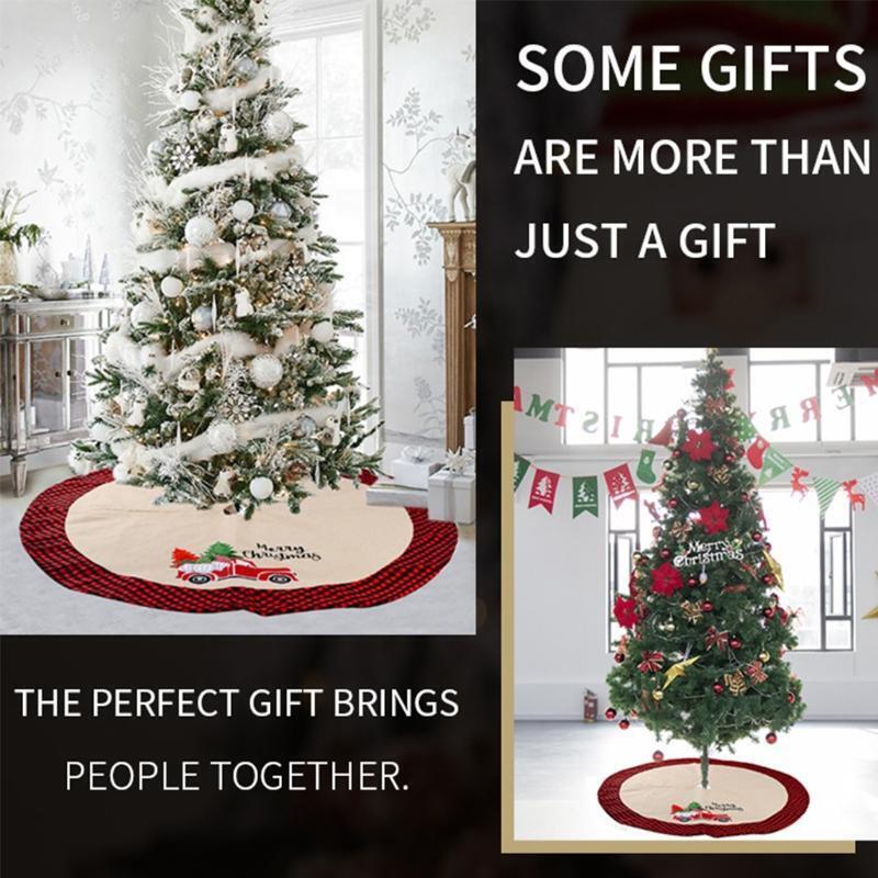 106cm Christmas Tree Skirt Linen Santa Claus Car Ornament Floor Mat Cover Xmas