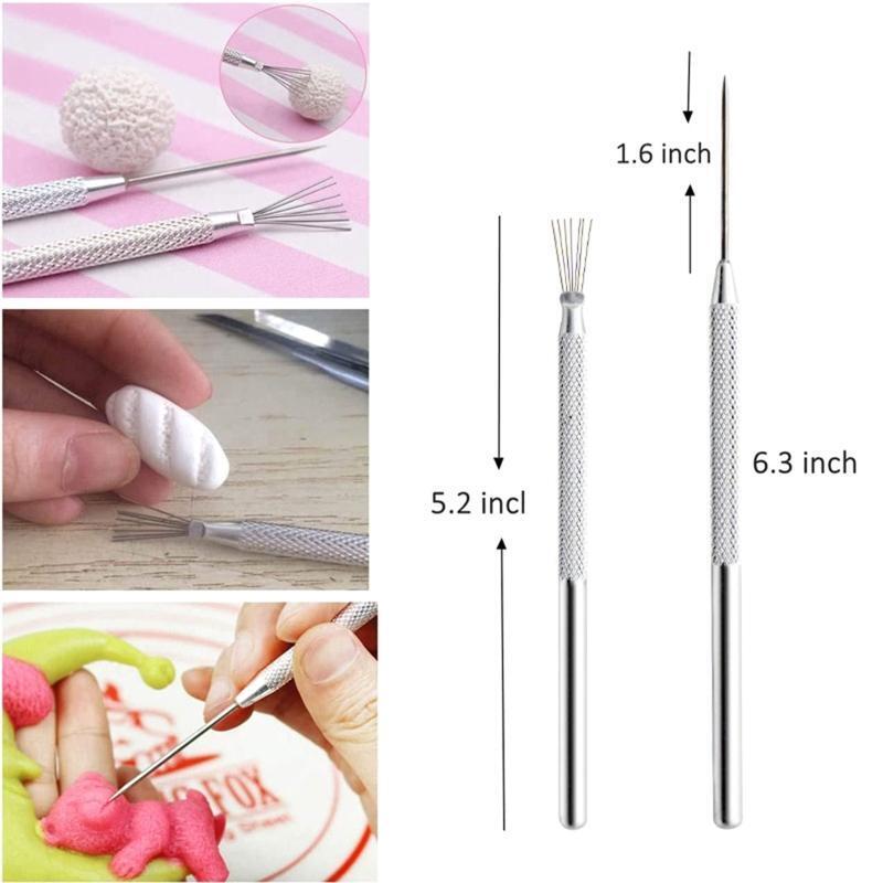 2 Pcs Feather Pin Pro Needle Wire Texture Pottery Clay Tools Set Texture Brush