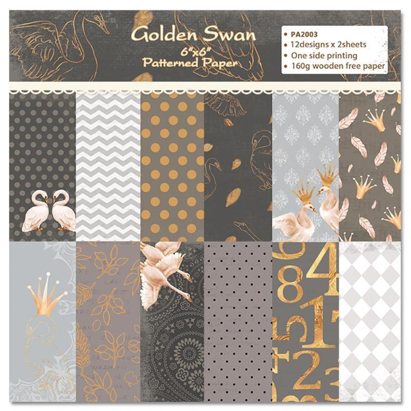 24pcs 6x6inch Swan Background Paper Pad for Scrapbooking Decor Journal Album DIY