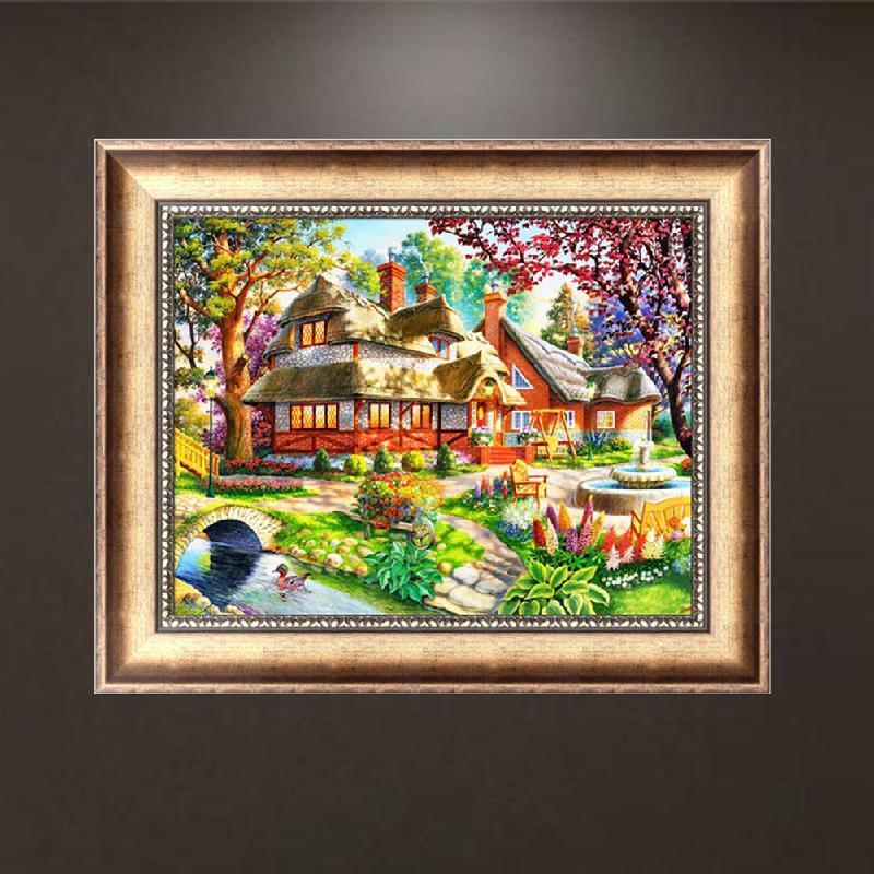Oil Painting Hut 5D Diamond Embroidery DIY Craft Cross Stitch  Home Decor