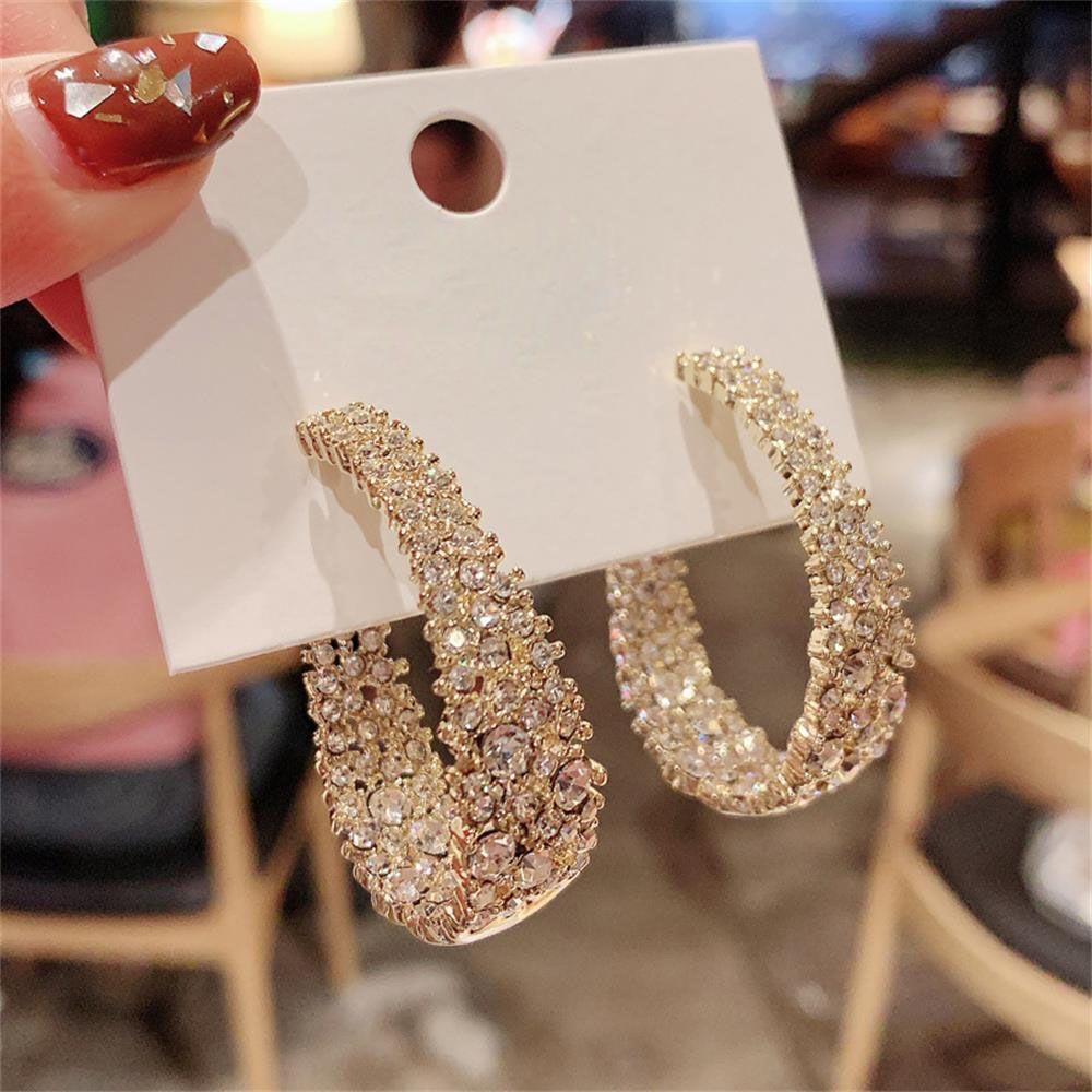 Jewelry Shinning Luxury Earrings Full Crystal Hoop Earrings Hoop Dangle Stud