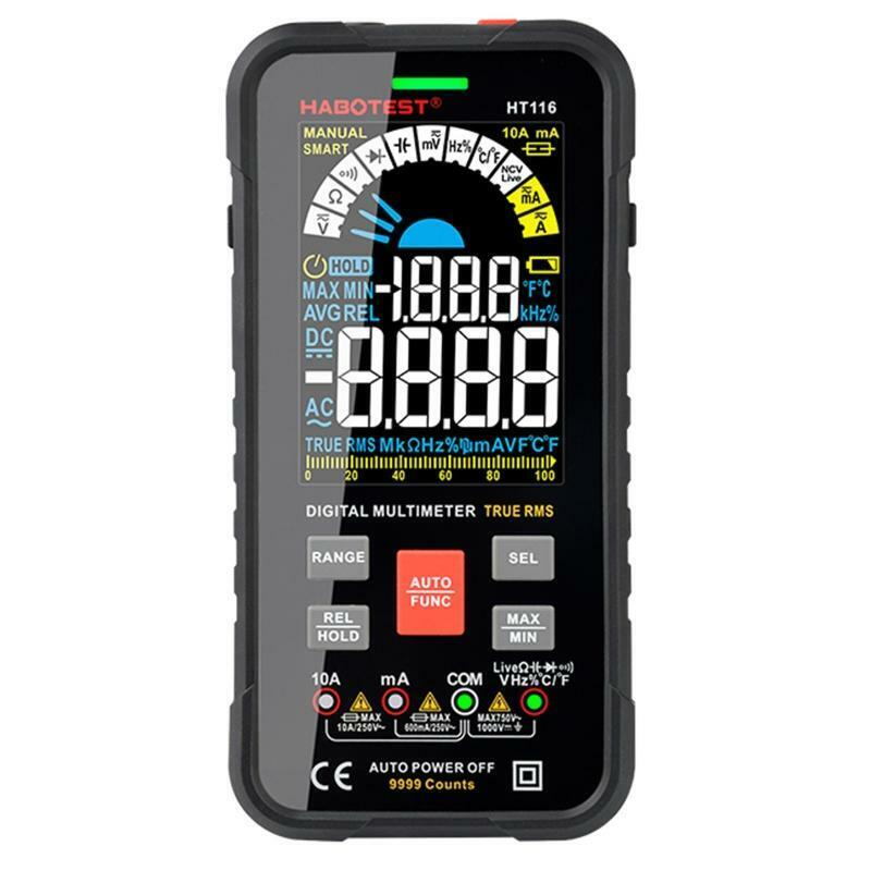 Auto-Ranging Digital Multimeter Measures AC DC Voltage Current Resistance Temp
