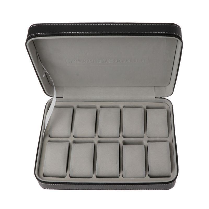10 Grid Watch Bag Portable Travel Zipper Case Collector Storage Jewelry Box