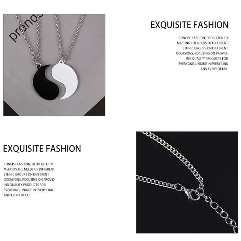 Gossip Sun Moon Stars Necklace Enamel Chain Matching Yin Yang Couple Necklace