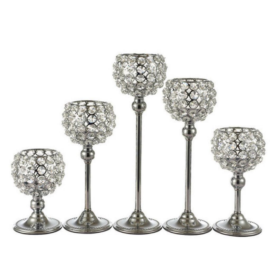5x European Crystal Candle Holder Candlesticks Centerpiece Banquet Decor