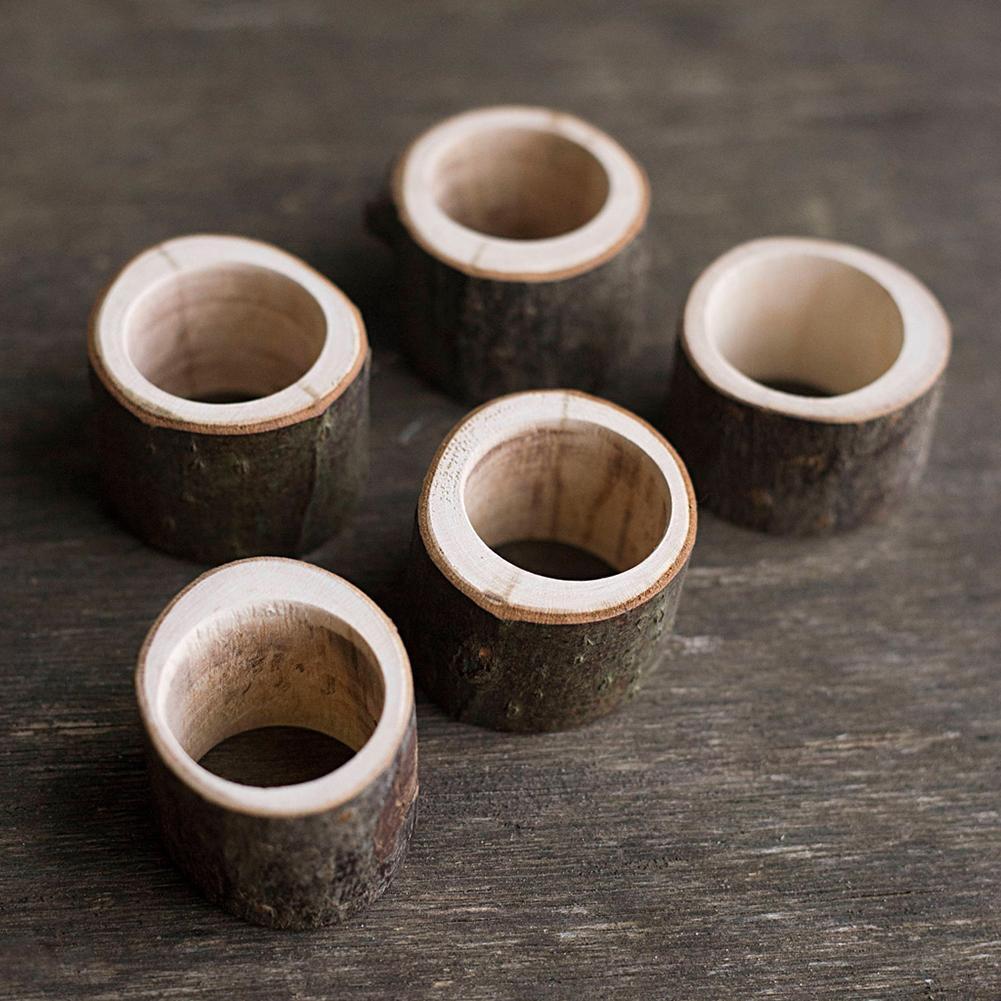 Rustic Wooden Napkin Ring Wedding Party Napkin Holder Table Decoration Gift