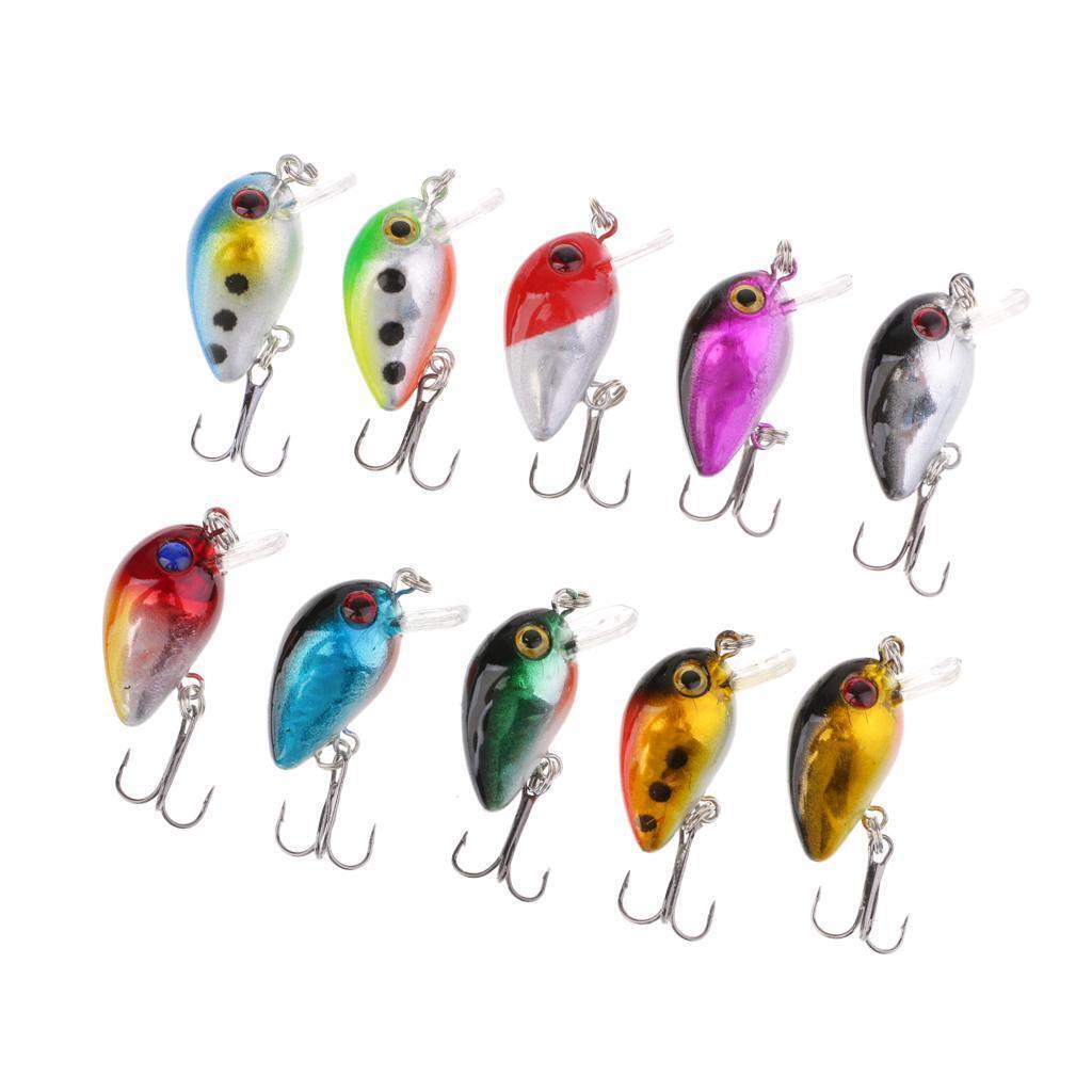 10Pcs Crank Lure Crank Baits 3cm Deep Swim Wobblers Hard Fishing Tackle