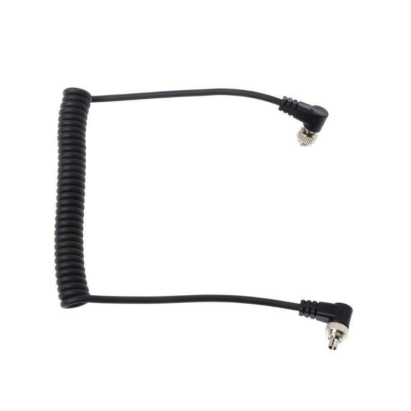 M-M PC Sync Cord Male To Male Flash Spring Cable With Screw Lock For CANON NIKON