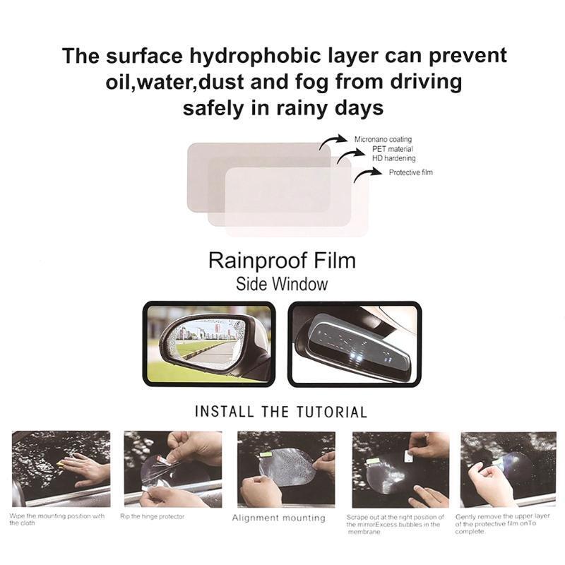 Car Rear-View Mirror Side Window Anti-Scratch Anti-Mist HD Film for Safe Driving