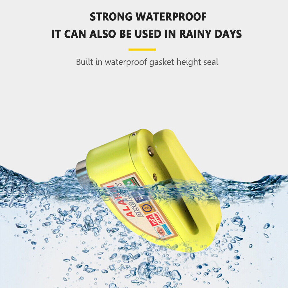 Motorcycle Bike Alarm Lock Waterproof MTB Bicycle Disc Brake Locks (Yellow)