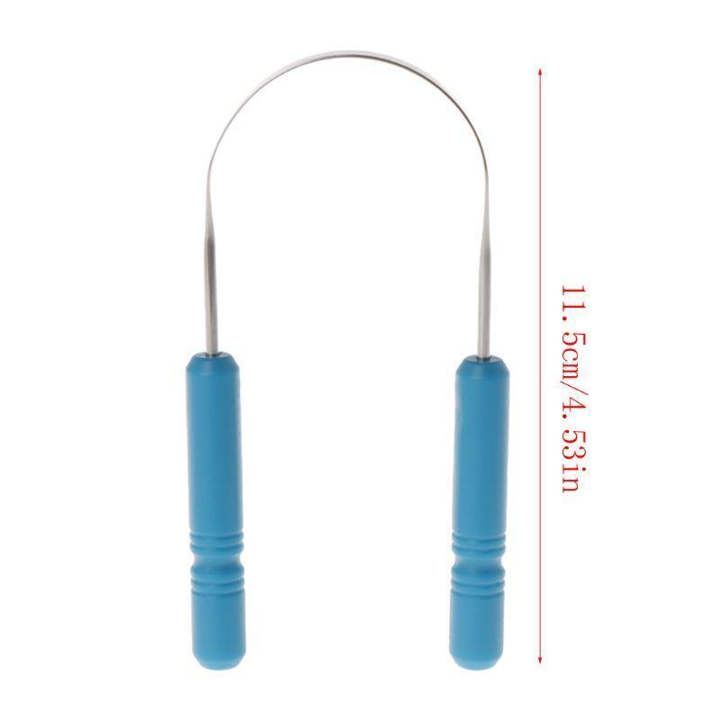 Healthy Tongue Cleaner Stainless Steel Scraper Plastic Handle Oral Hygiene Care