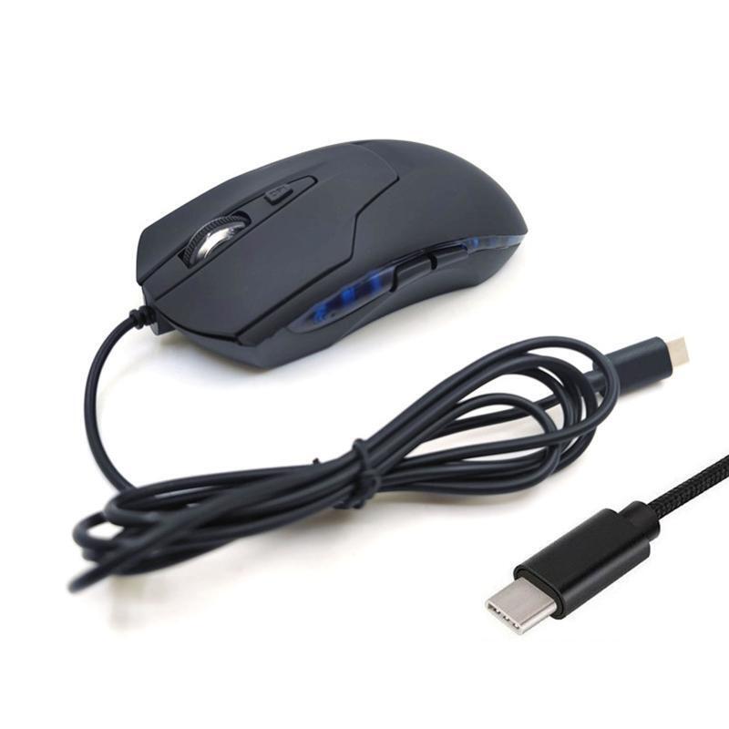 Type C Wired Mouse Optical Gaming USB C Mouse Blue RGB Light for Laptop PC