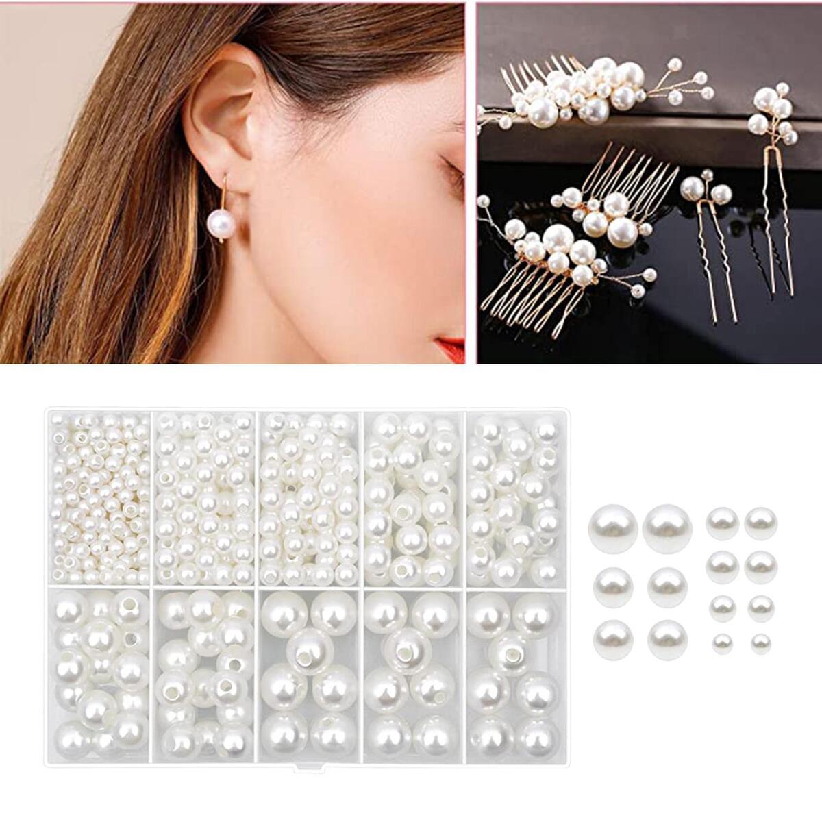 Paquet de 470 Perles En   Trou 4 Mm 6 Mm 8 Mm 10 Mm 12 Mm