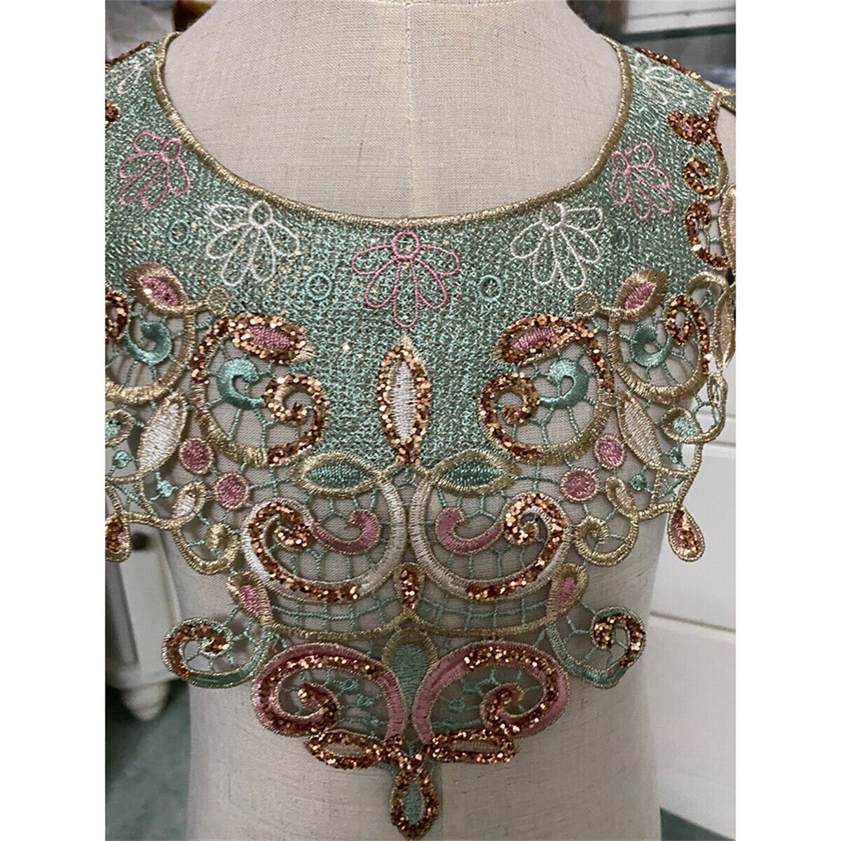 Embroidered Flower Lace Collar Neckline Sewing Applique DIY Clothing Accessories