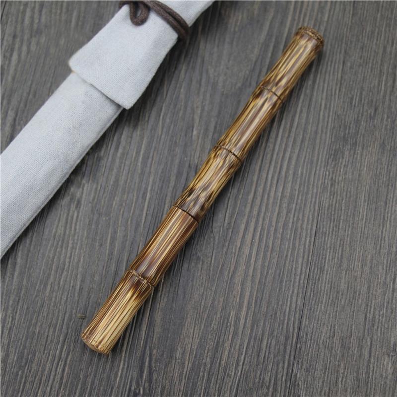 Classic Bamboo Fountain Pen Pull-out to Refilled Ink 0.5 mm Nib Birthday Gift