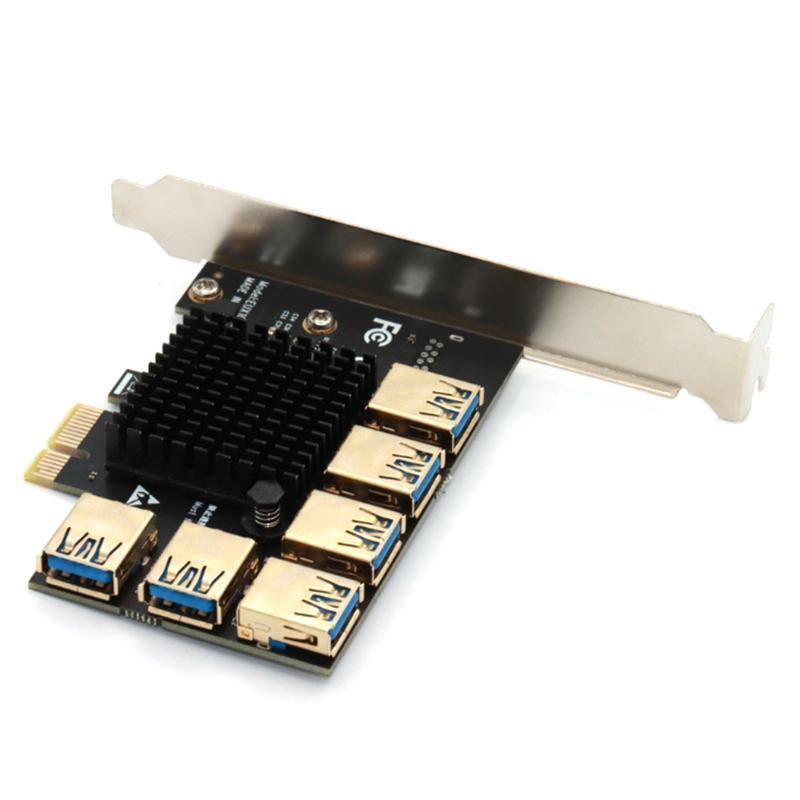 6 Ports PCI Express Multiplier Riser Card 1X to 16X USB 3.0 1 to 6 Adapter Card