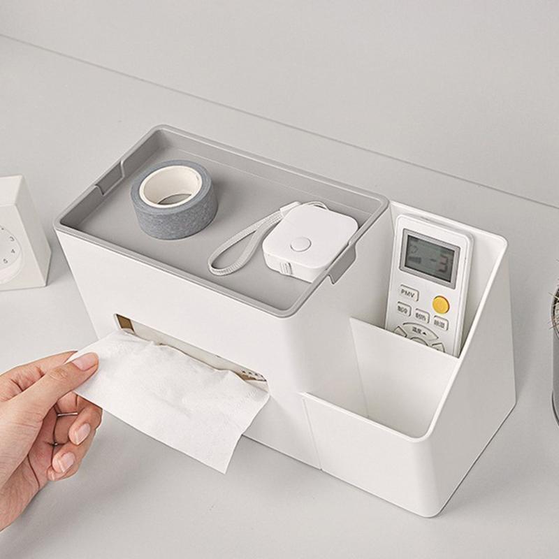 Tissue Box Multifunction Tissue Boxes Desktop Draw Paper Case Storage Container