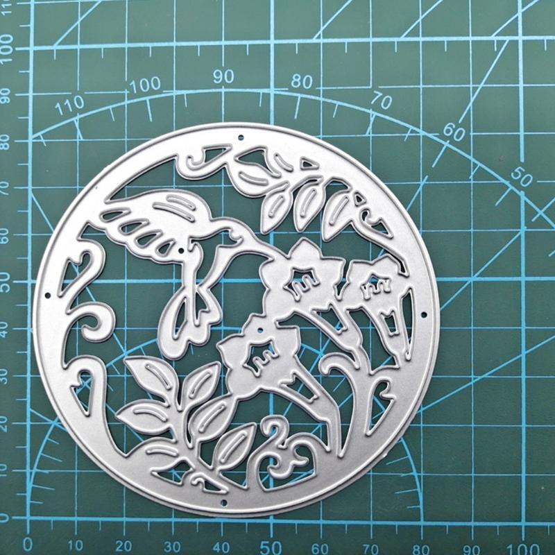 Hummingbird Flower Round Metal Cutting Dies Stencil DIY Scrapbook Template Mold