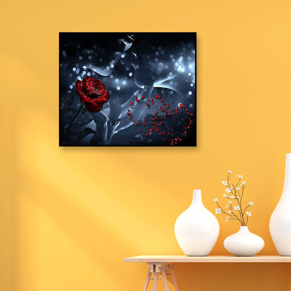 Full Drill Round Diamond Painting DIY Rose Lover Mosaic Kit for Bead Art