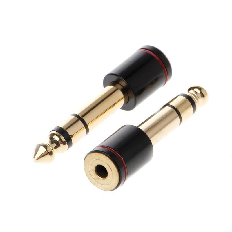 2 Pcs Copper 6.35mm Male Plug To 3.5mm Stereo Female Headphone Jack Audio