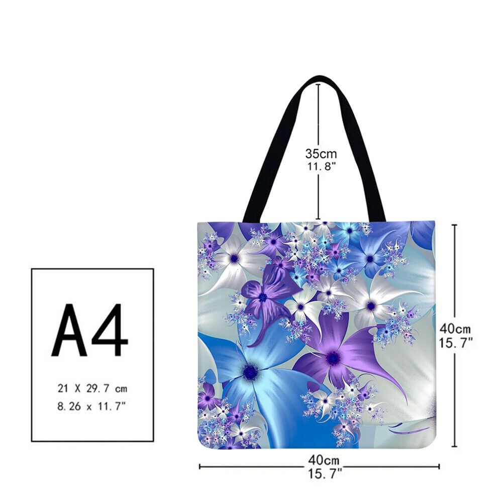 Flowers Printed Shoulder Shopping Bag Casual Large Tote Handbag (40*40cm)