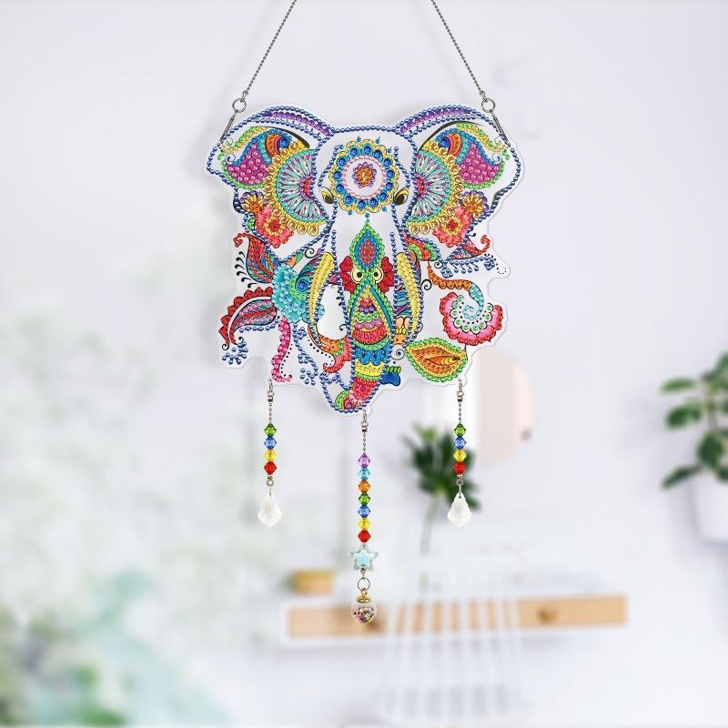 DIY Elephant Diamond Painting Kit Hanging Sign Bedroom Office Wall Window Decor