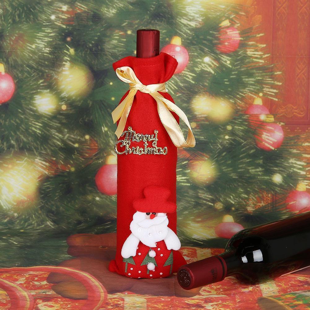 Christmas Red Wine Bottle Cover Clothes Decoration for New Year (Snowman)