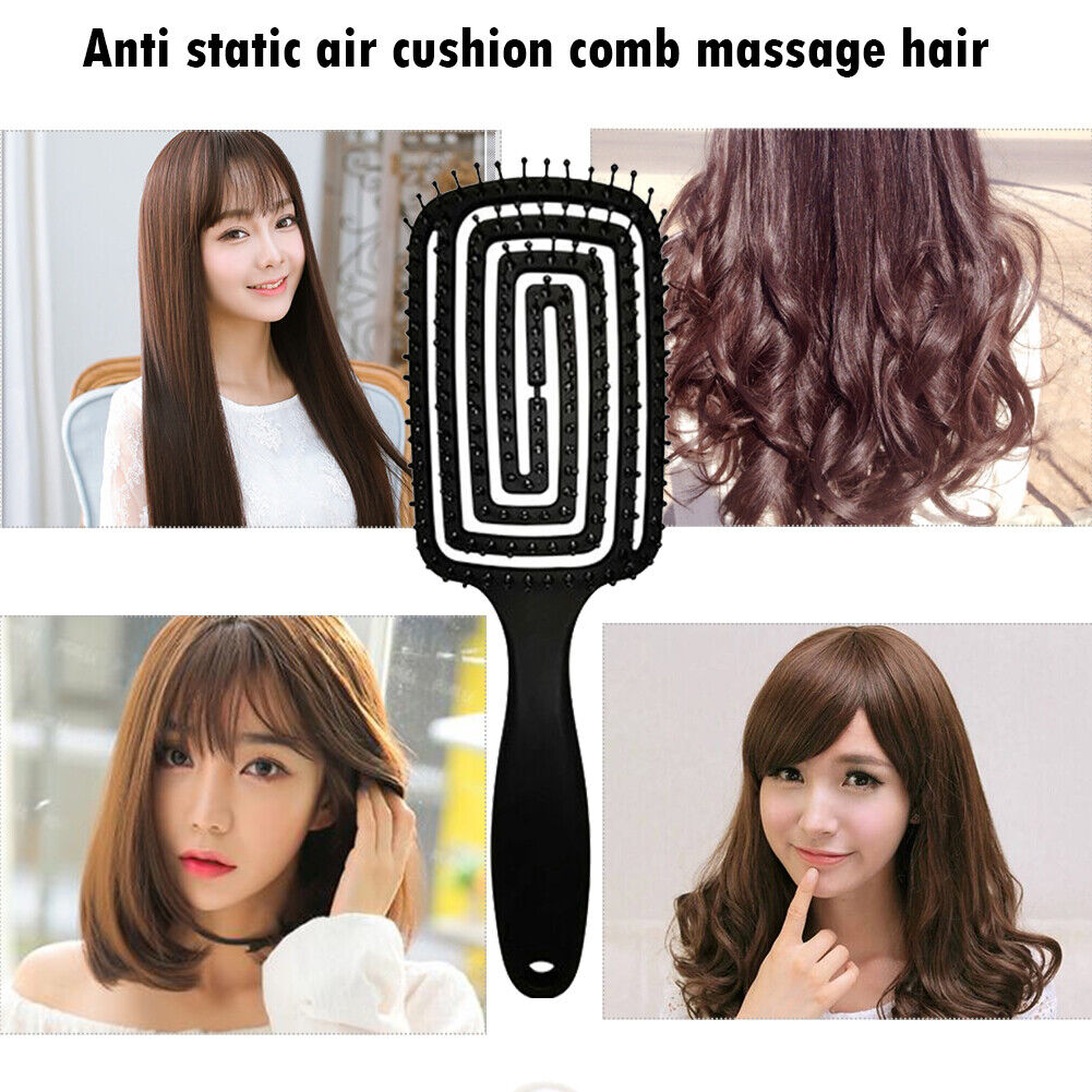 Arc Massage Comb Wide Teeth Anti-static Styling Smooth Hair Combs (Black)