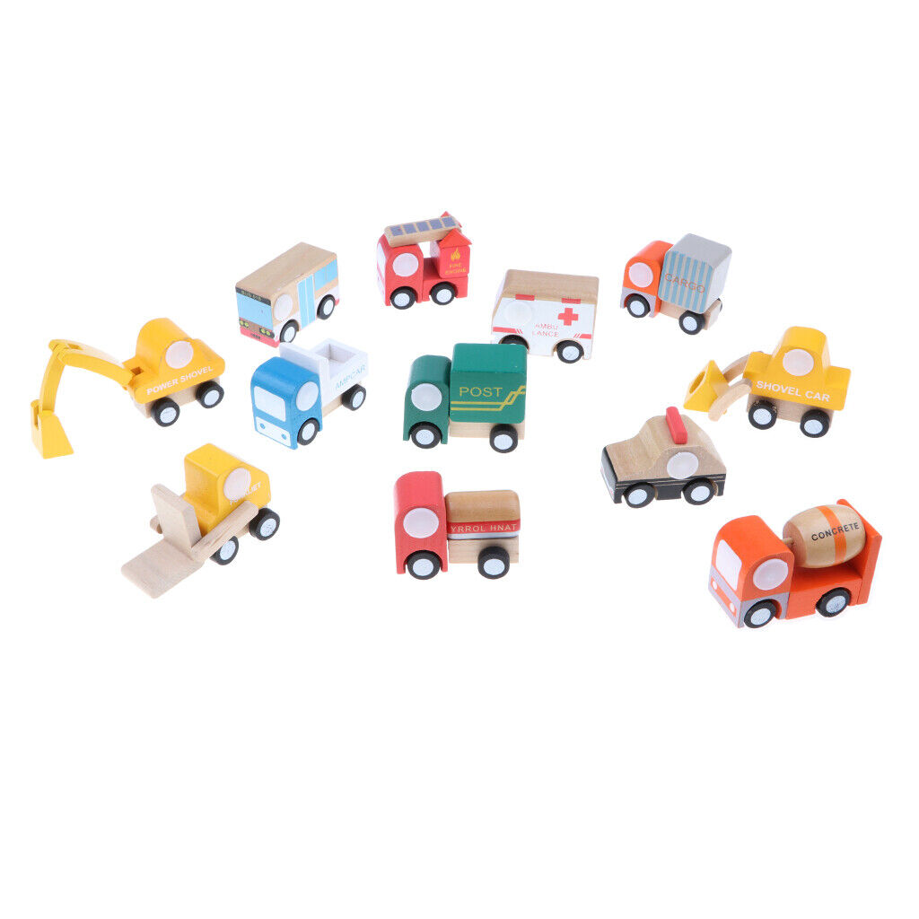 Colorful Wooden Vehicles Set  Children Educational  Birthday Gift