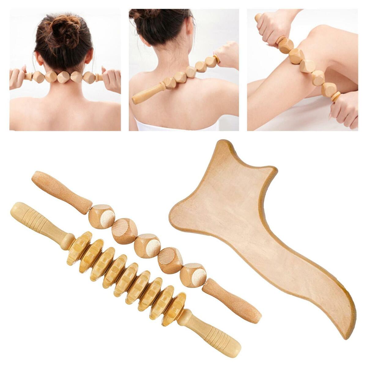 3Pcs Wooden Massage Tools  Roller Body  Sore Muscle
