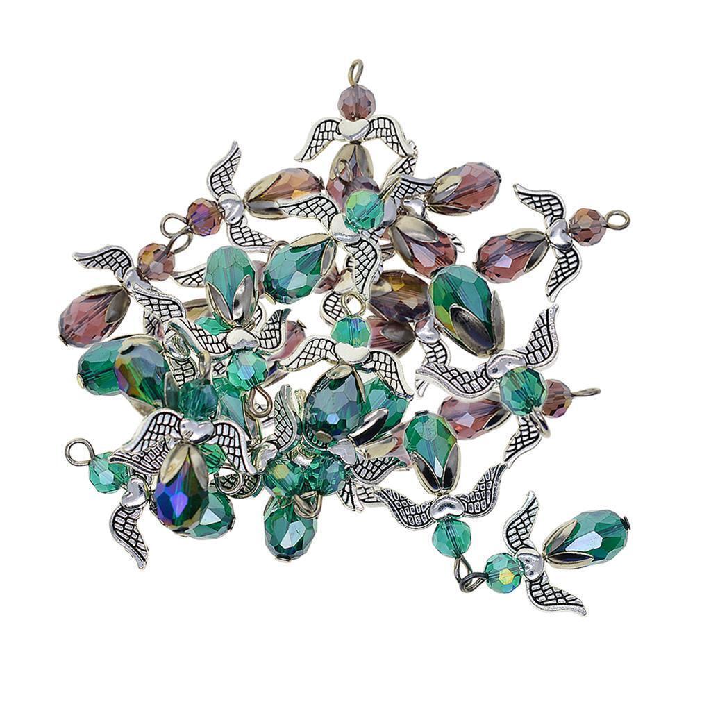 24pcs Crystal Faceted Angel Charms Shinning Fairy Pendants Ornaments Crafts
