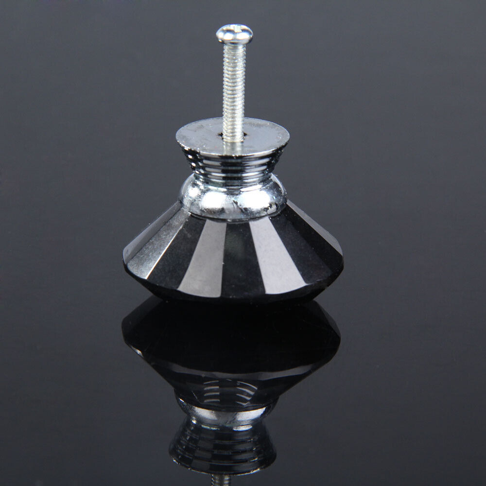 Diamond Shape Crystal Glass Drawer Cabinet Cupboard Pull Handle Knob Black6