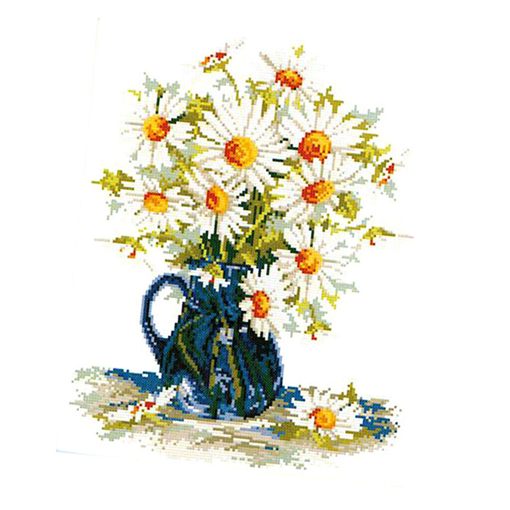 Daisy Flowers Stamped  Kits Pre- Pattern Embroidery Kit
