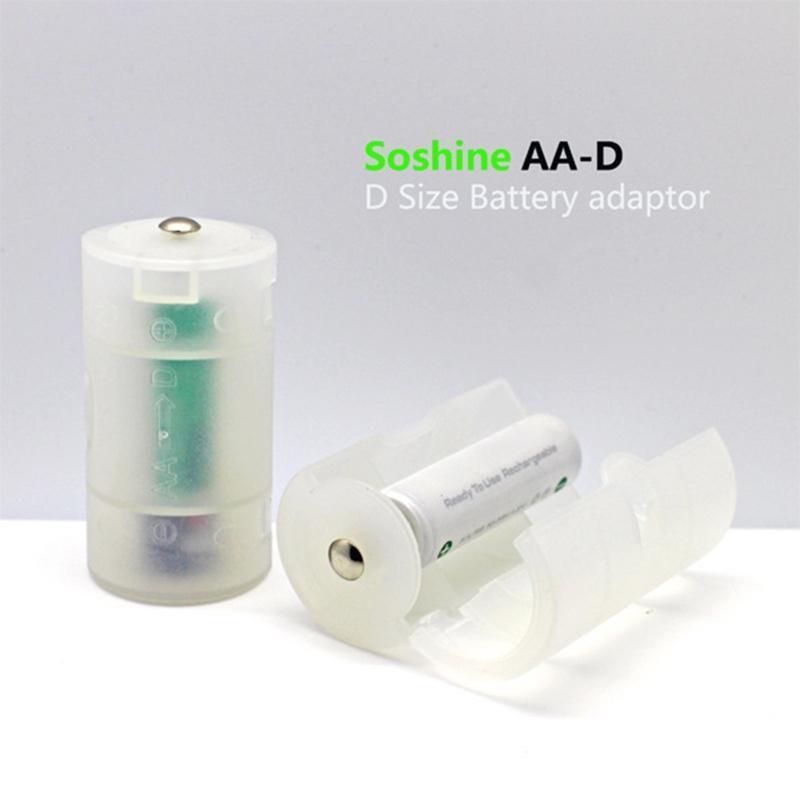 4Pcs AA To D Size Battery Adapter Converter Storage Box Case Holder Plastic
