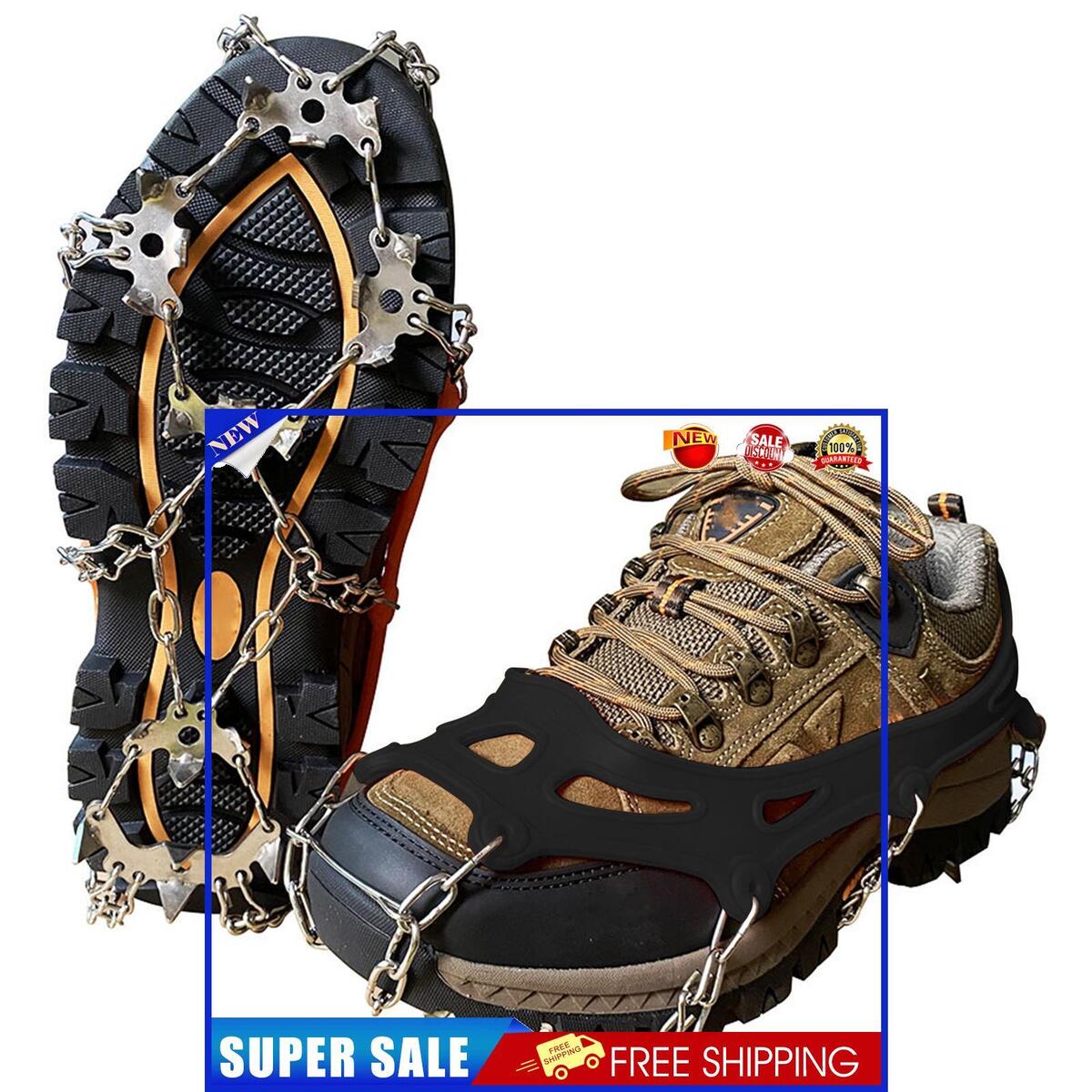 19 Teeth Spikes Crampons, Ice Snow Grips Ice Cleats Anti Slip for Women Men